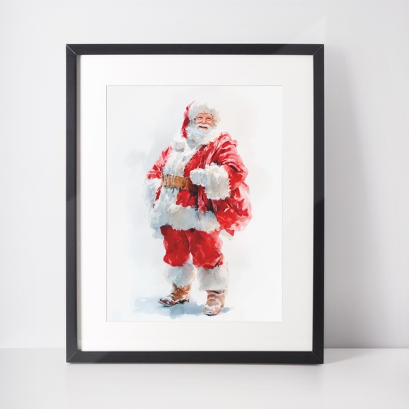 Watercolor Santa Claus Portrait Wall Art Print Poster, Unframed – Joyful Holiday - Picture 3 of 5